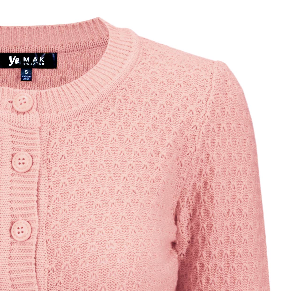 Mak - Vendita all'ingrosso Cardigan - Donna - Maglione cardigan plus size lavorato a maglia girocollo con maniche a 3/4 MK3514PL55