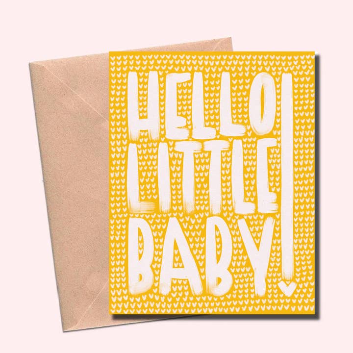 Hello Little Baby Card for wholesale by Cat Rocketship