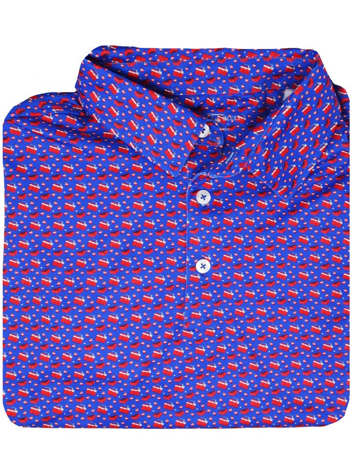 Polo Albatross, estilo Royal, con estampado de hieleras en toda la prenda para venta al por mayor de Bald Head Blues