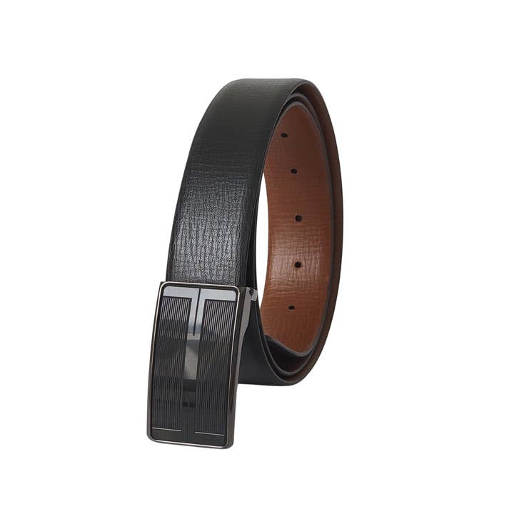 NAB LEATHER – wholesale Belt – Men's – Brown 35 mm Golf Belt with Two Tone Black/Silver Buckle