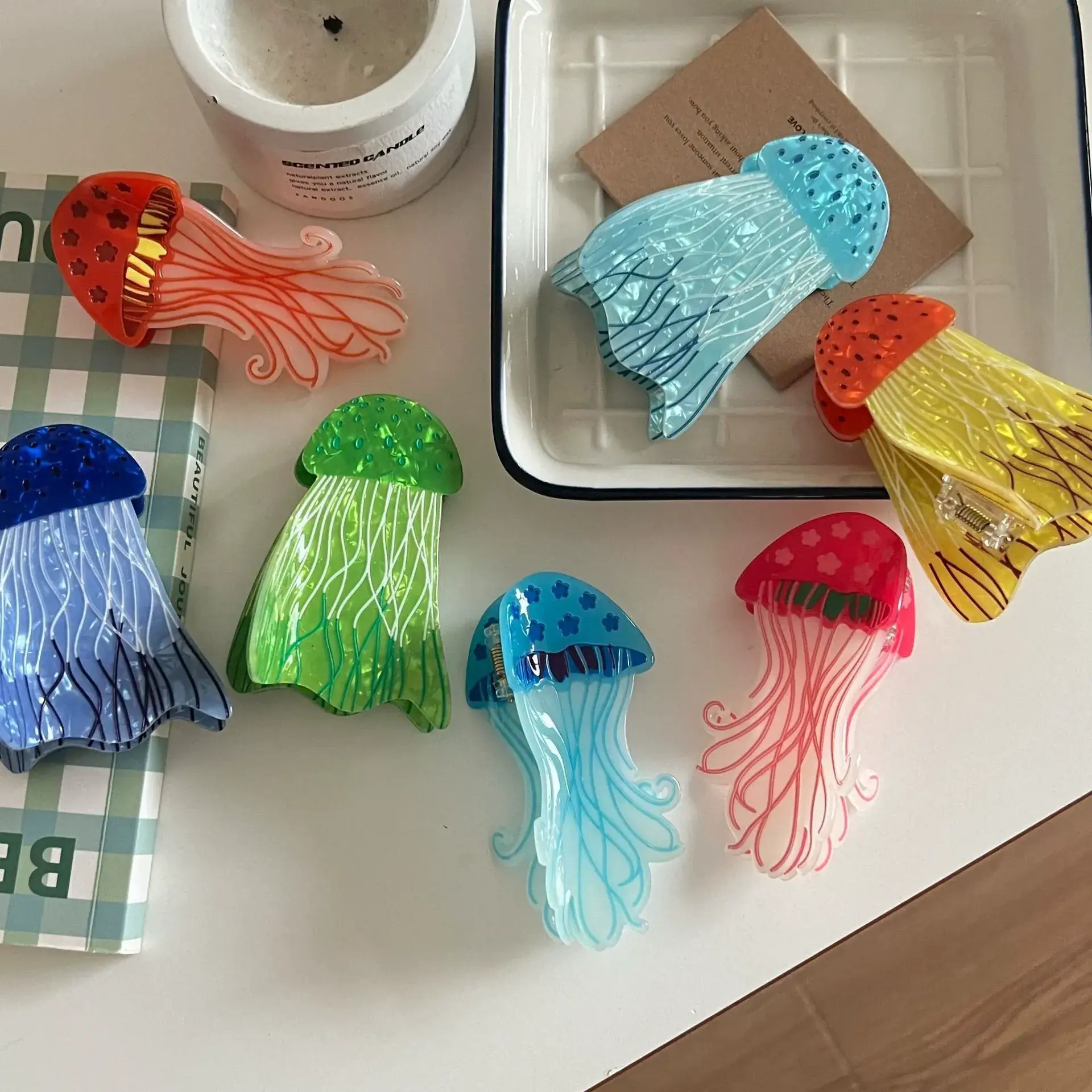 Otterware - Wholesale Hair Clip - Women's - Whimsical Acrylic Jellyfish Hair Claw Clips | Starry Ocean S6
