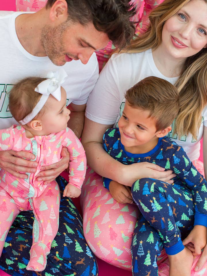 Adult Merry Pink Pines Bamboo Viscose Pajama Pants for wholesale on Faire