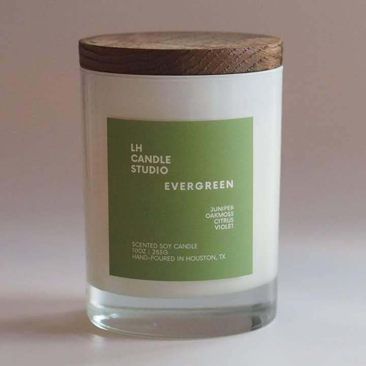 Evergreen 10oz Scented Soy Candle for wholesale by LH CANDLE STUDIO
