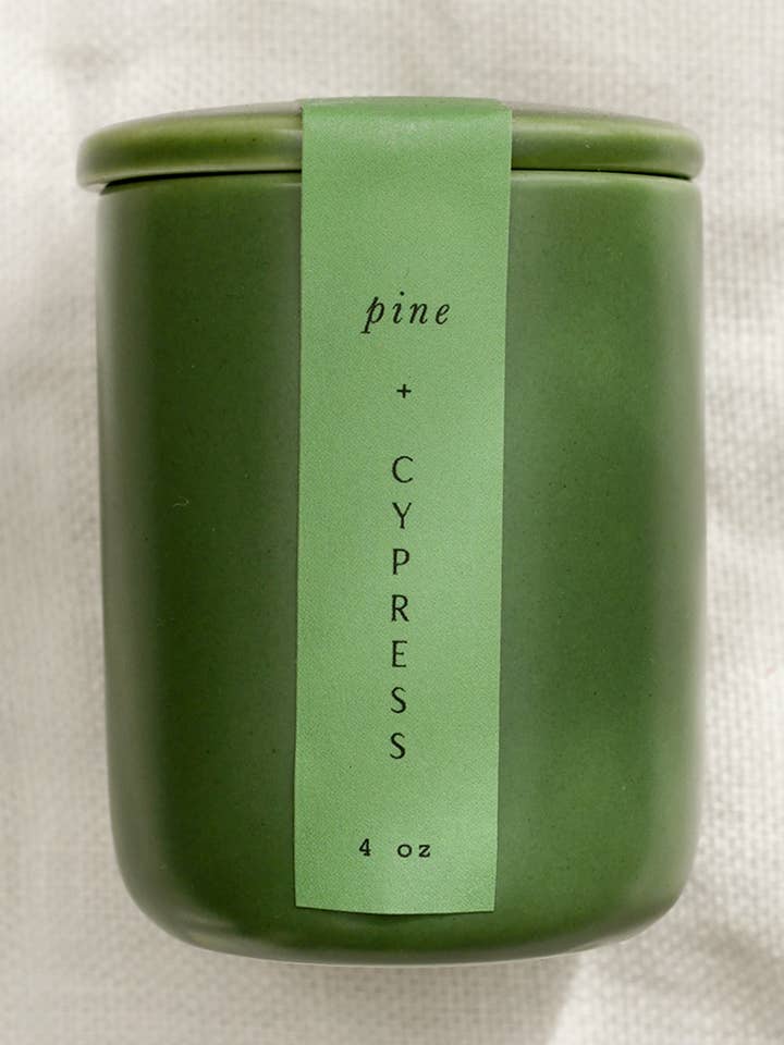 MINI BOTANIST CANDLE in ceramic jar | pine & cypress for wholesale by LEIF