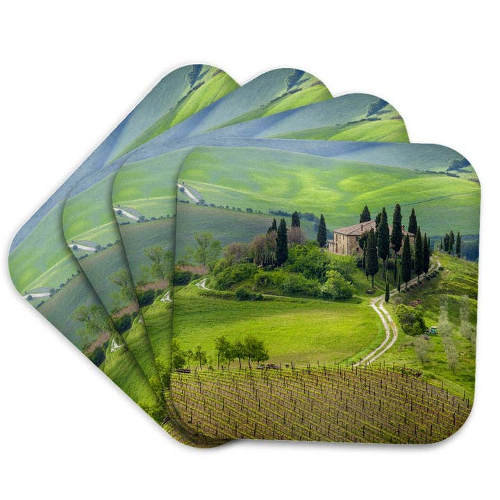 3dRose - Wholesale Coasters - 3dRose, Italy, Val d Orcia. Il Belvedere farmhouse panoramic. , Coaster7