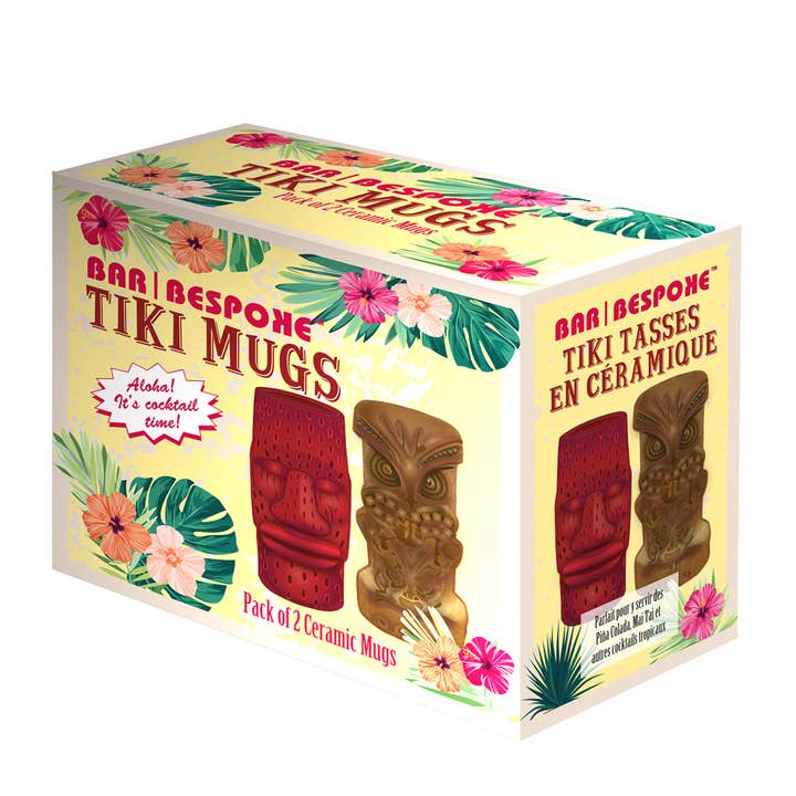 Original Products US/CAN - Vente Verres à cocktail/alcool - Lot de 2 tasses Bar Bespoke Tiki marron et rouge