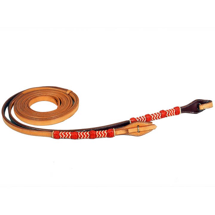 HILASON - Wholesale Horseback Riding Gear - Bar H Equine Western Horse 8ft Rawhide Braiding American Leather Split Reins1
