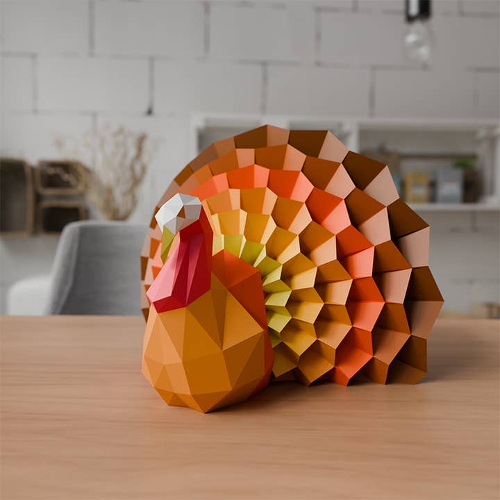 PAPERCRAFT WORLD - Venta al por mayor Kit de manualidades - Modelos de origami en papel pintado con pavo sentado en 3D
