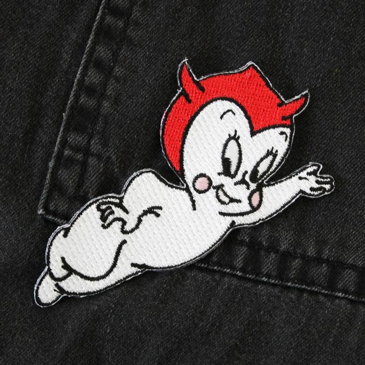 Casper Ghost Devil Halloween Embroidered Iron On Patch for wholesale by Cousins Collective