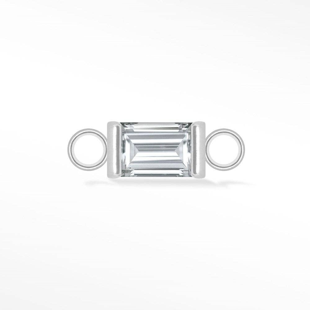 Nina Wynn Pro Shop - Wholesale Individual Charm/Pendant - Wholesale Baguette 5x3mm Natural Gemstone 14k White Gold Connectors for Permanent Jewelry2