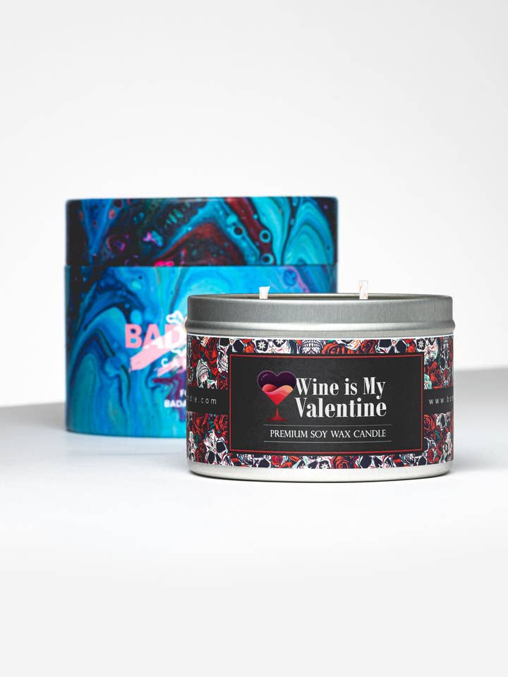 Wine is My Valentine 14oz for wholesale by Badass Candles