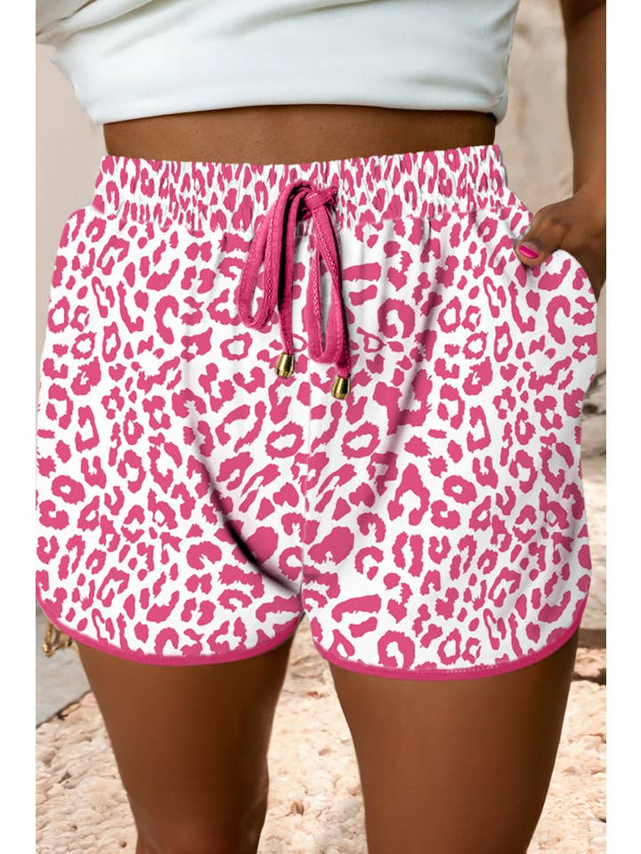 Little Daisy Closet - Wholesale Shorts - Women's - LDC Leopard Elastic Waist Lace up Contrast Trim Casual Short2