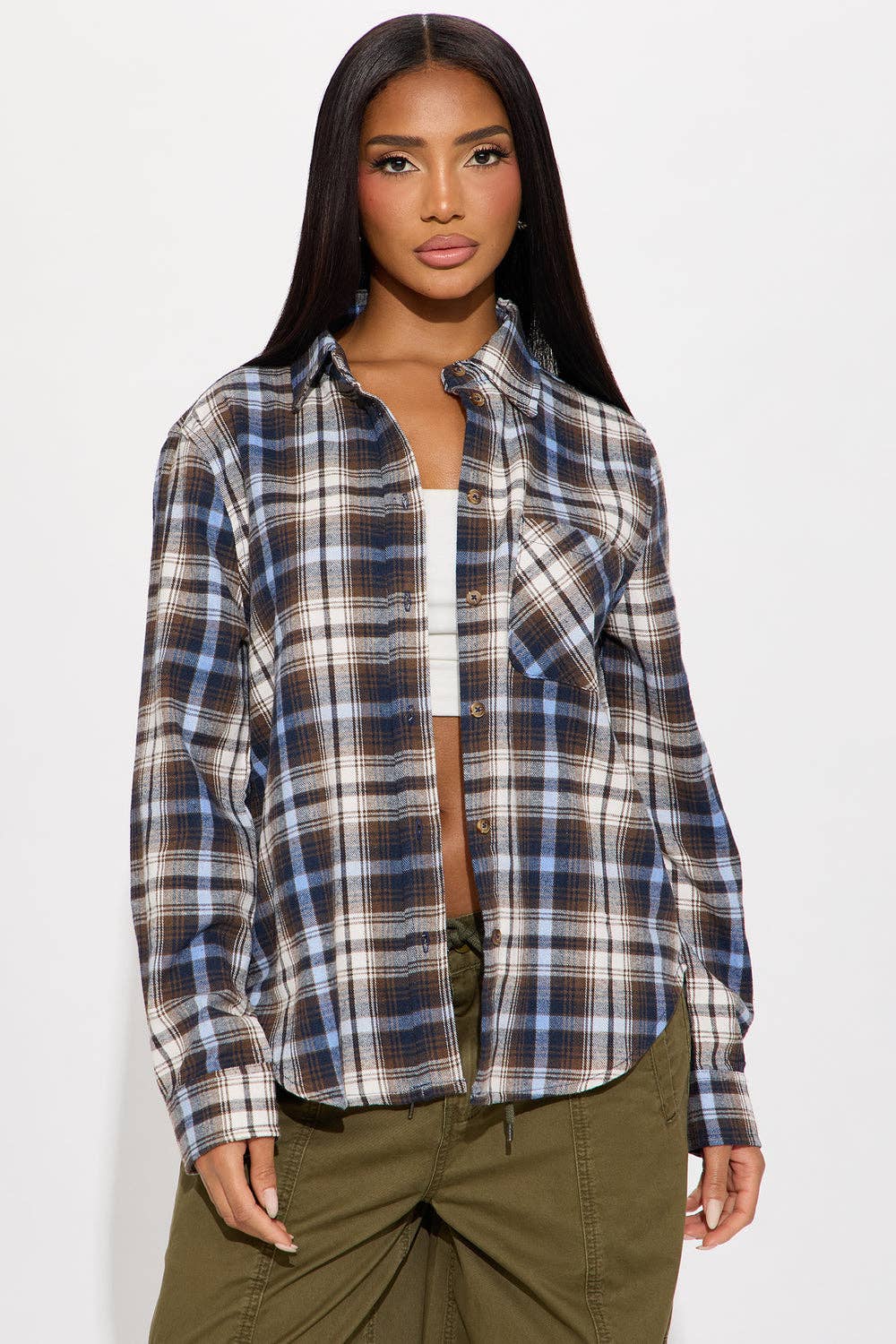 5besties inc - Wholesale Button Down Shirt - Women's - PLAID FLANNEL SHIRT4