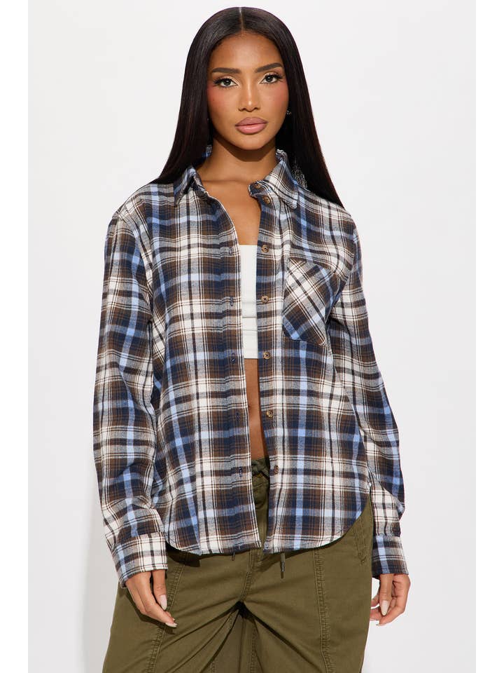 5besties inc - Wholesale Button Down Shirt - Women's - PLAID FLANNEL SHIRT4