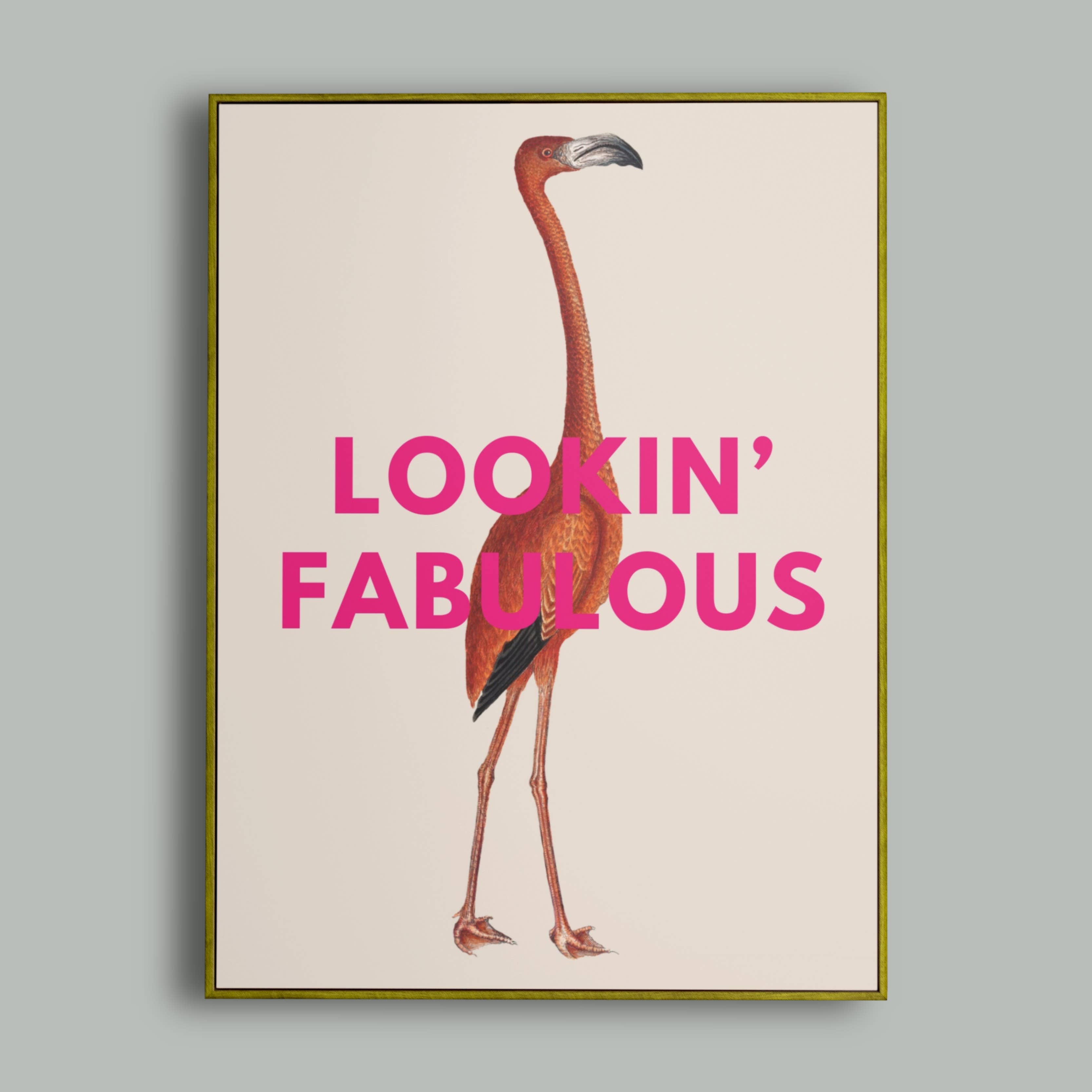 Lyonette – wholesale Art print – Lookin' Fabulous, Vintage Flamingo Print0