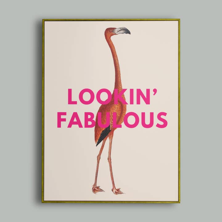 Lookin' Fabulous, Vintage Flamingo Print for wholesale by Lyonette