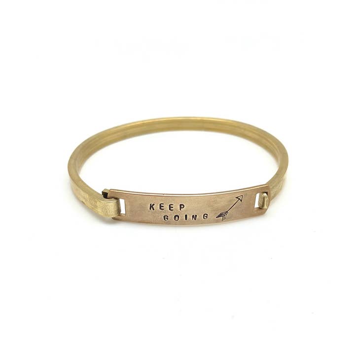 Stone Cooper - Wholesale Cuff Bracelet - "Keep Going" Stamped Clip-Cuff Brass Bracelet