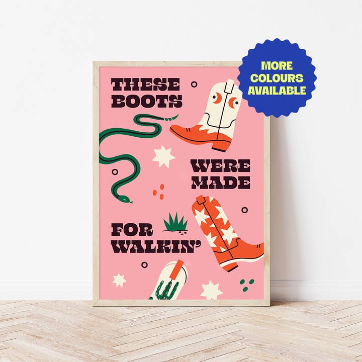 These Boots Were Made for Walkin’ | Wall Art Print for wholesale by Bored At Work Studio