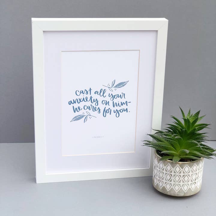 Cast All Your Anxiety on Him Print - 1 Peter 5:7 for wholesale by Hope and Ginger