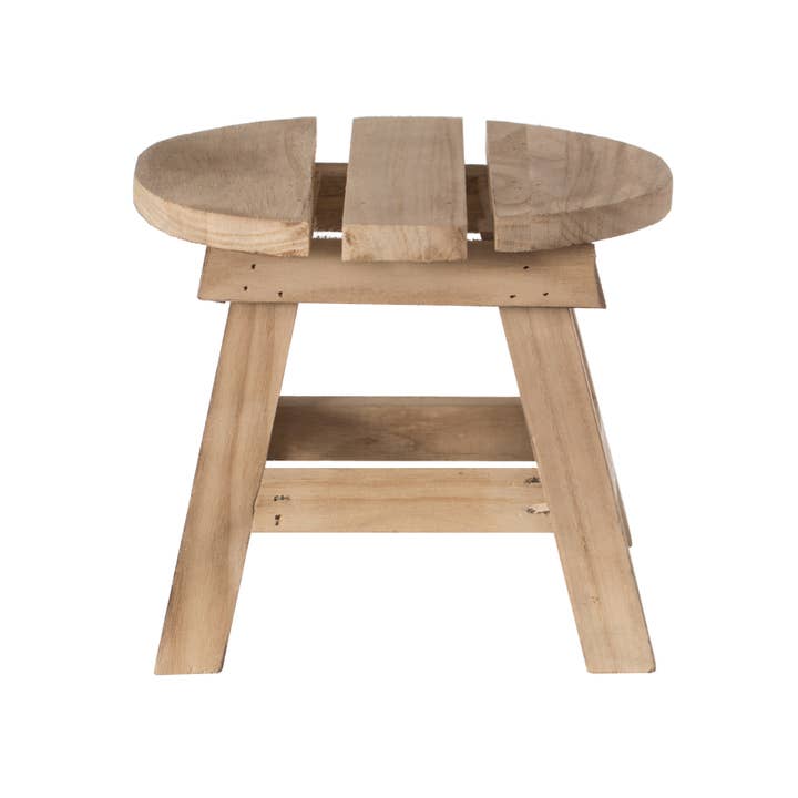 Quickway Imports - Wholesale Stool - Decorative Antique Wood Style Natural Wooden Accent Stool
