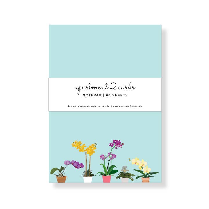 Potted Orchids 4.75x6.5" Notepad for wholesale by Apartment 2 Cards
