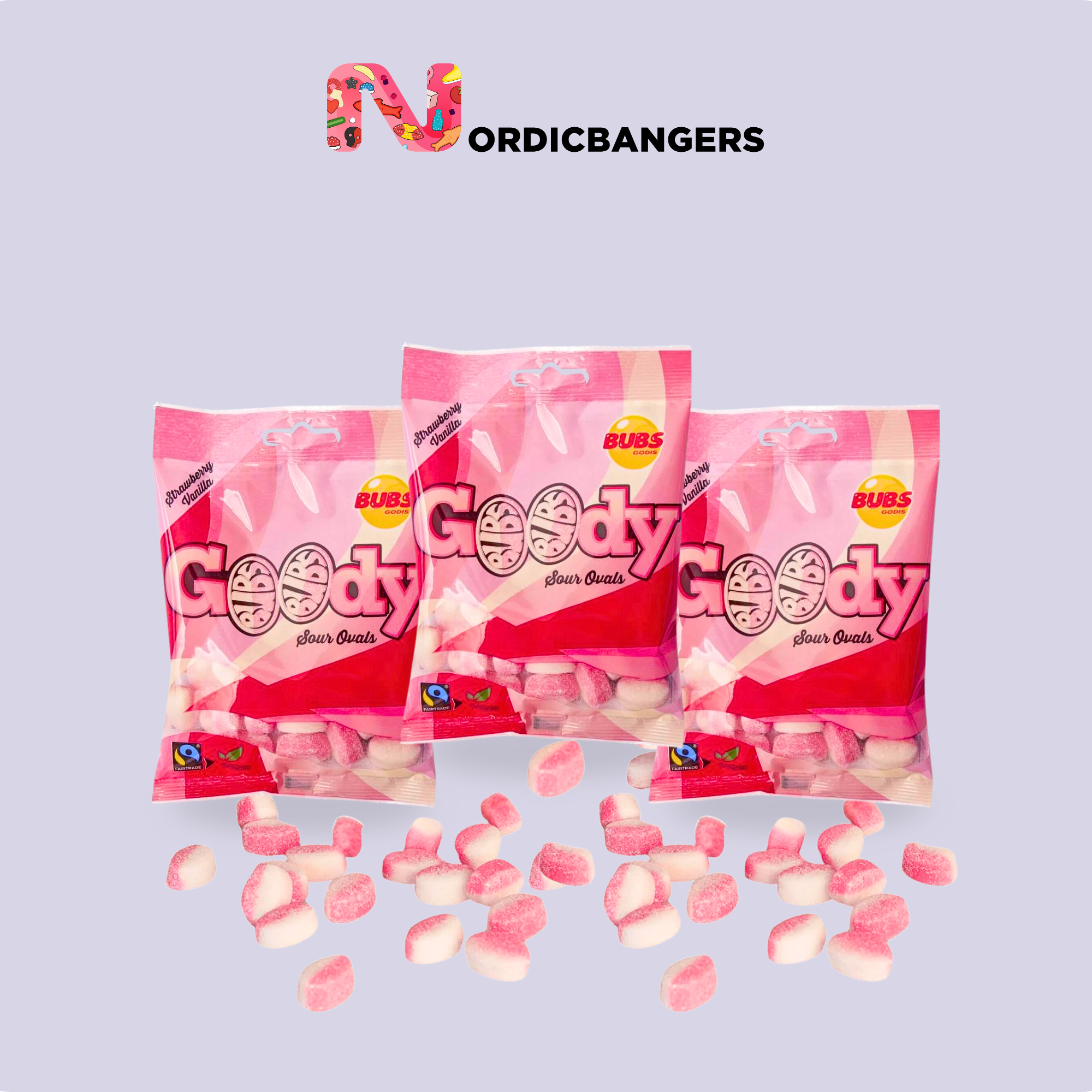 Nordicbangers - Swedish Candy Supply - Vente Bonbons gélifiés - Bubs Fraise & Vanille Goodie – 90g Bonbons Végans Suédois3