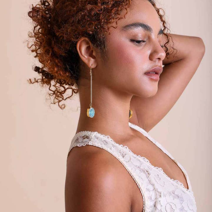 Leto Accessories - Wholesale Dangle earrings - Crystal Gemstone Drop Statement Earrings3