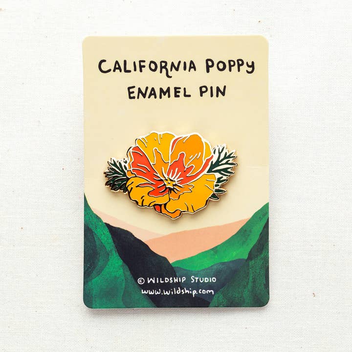 Wildship Studio - Wholesale Lapel Pin/Button - California Poppy Enamel Pin1