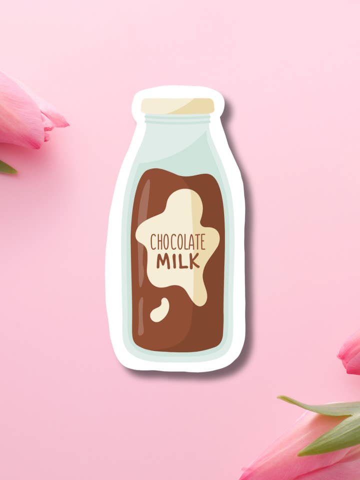 Autocollant en vinyle Bouteille de lait au chocolat pour la vente par Hikaru Tara Art Arst & Craft Gift Shop