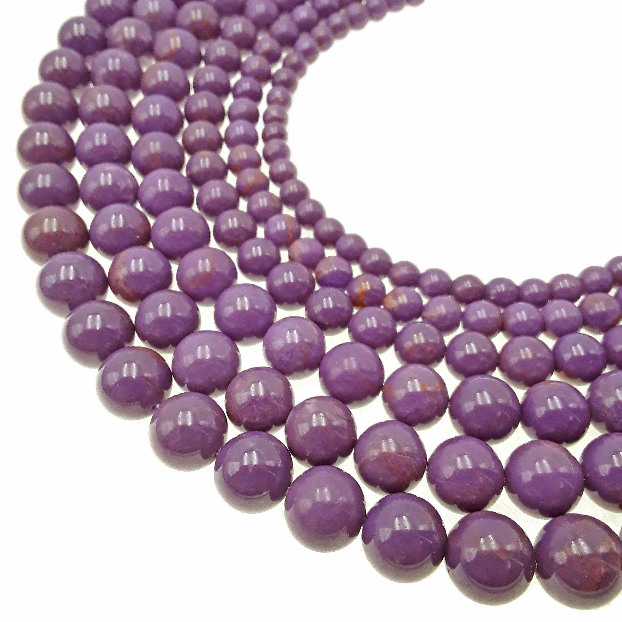 CRCBEADS - Wholesale Beads - Purple Phosphosiderite Smooth Round Beads 6mm 7mm 8mm 9mm 10mm 12mm 15.5" Strand0