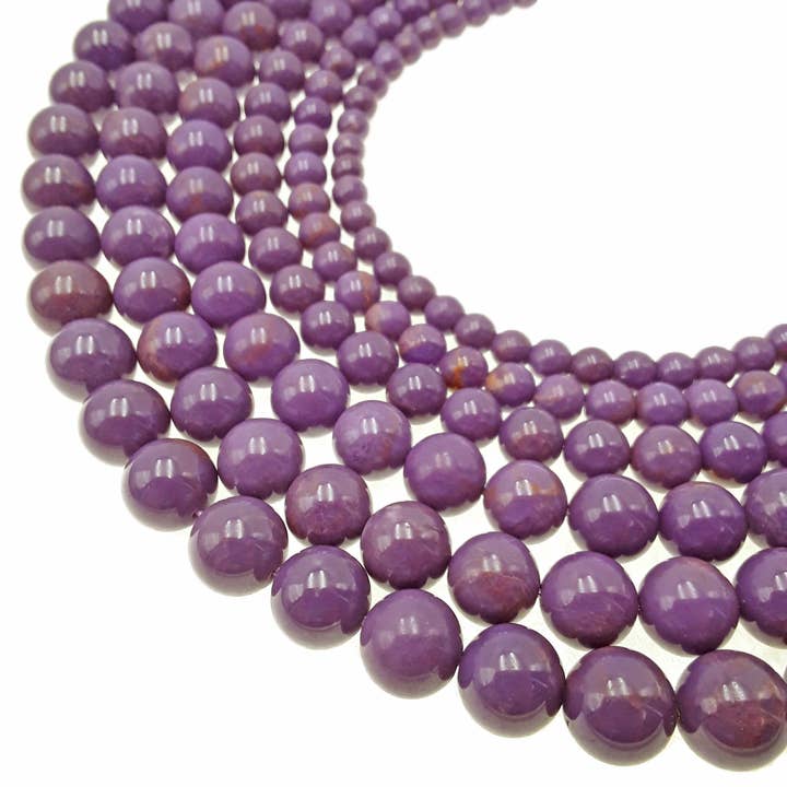 CRCBEADS - Wholesale Beads - Purple Phosphosiderite Smooth Round Beads 6mm 7mm 8mm 9mm 10mm 12mm 15.5" Strand