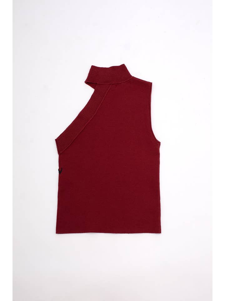 FANG - Wholesale Knit Top - Women's - Asymmetrical Turtleneck Knit Tank6