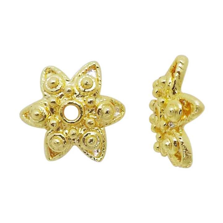 CG-143 Chapeau de Perle en Cuivre avec Revêtement en Or 18K en Forme de Fleur Étoilée pour la Fabrication de Bijoux | Collection en Gros | Fait à la Main en Inde pour la vente par Bali Designs