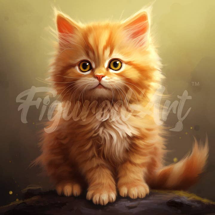Mini Diamond Painting 10"x10" rolled - Fluffy Orange Kitten for wholesale by Figured'Art