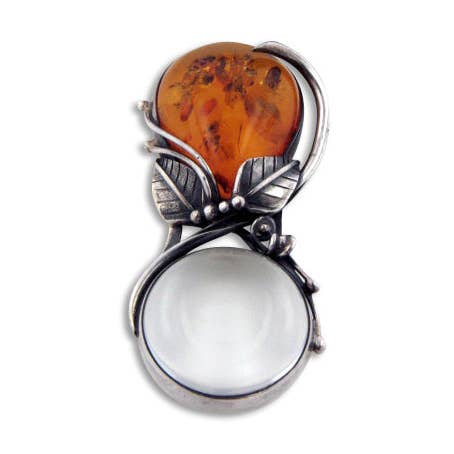 Genuine Amber Handle Sterling Silver Magnifying Glass for wholesale by Silver Insanity