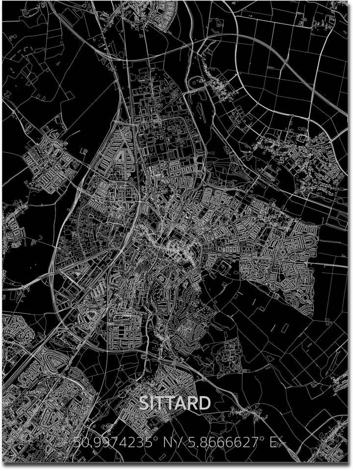 Citymap Sittard | Wanddekoration aus Aluminium für den Großhandel von Brandthout.