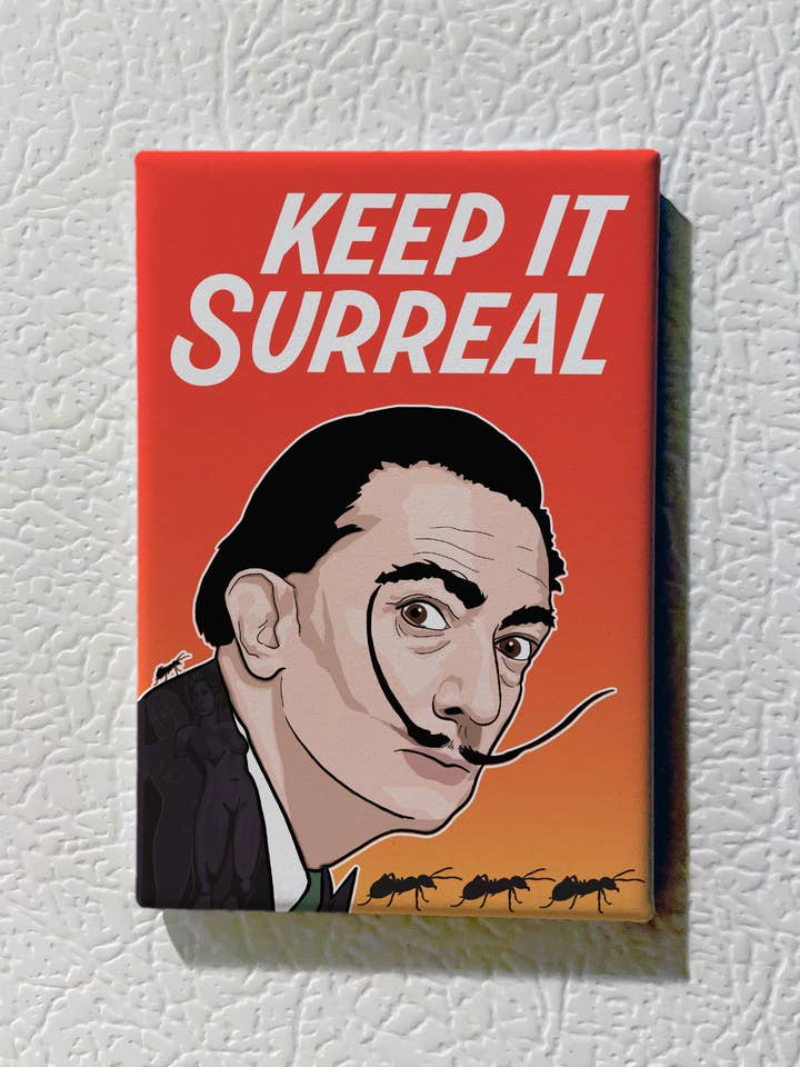Imán de recuerdo de Salvador Dalí, diseño Keep It Surreal para venta al por mayor de The Red Swan Shop