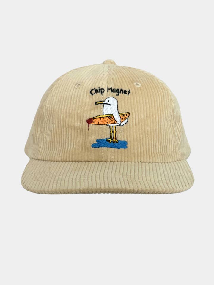 Chip magnet - Seagull hat - Beige corduroy cap - Unisex for wholesale by BIRD & HILL.