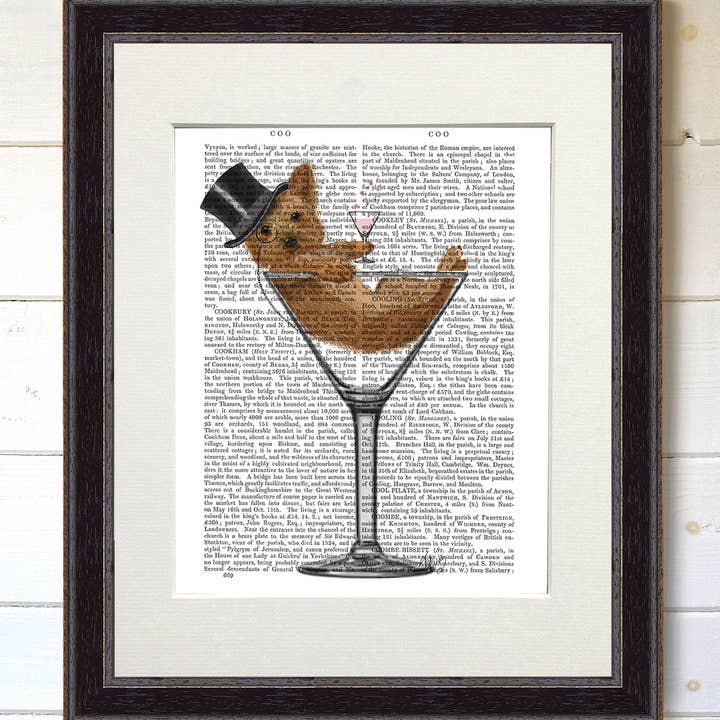 Yorkshire Terrier i Martini glas, hund boktryck/konsttryck för wholesale av FabFunky Ltd