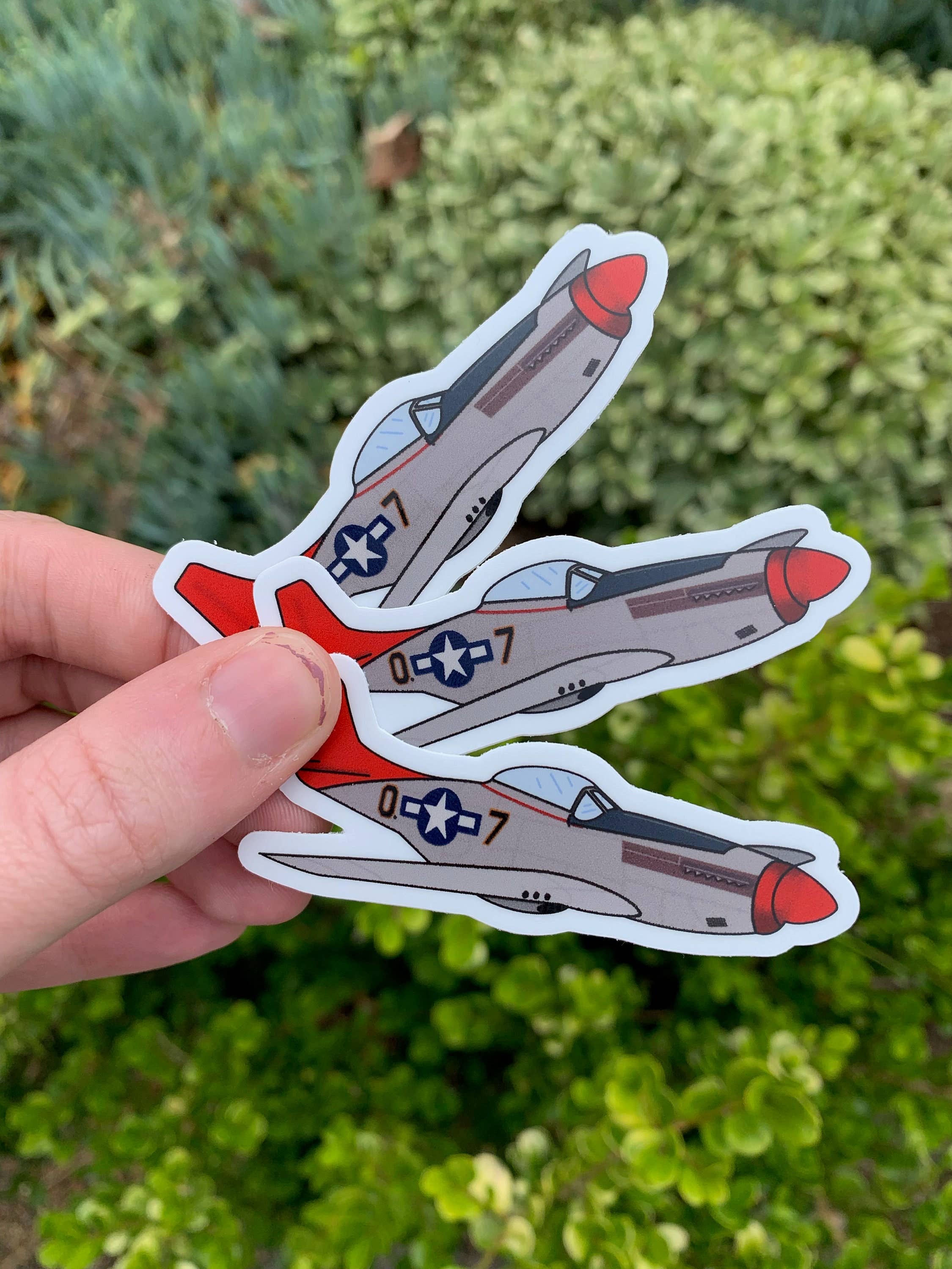 Extremely Retro - Wholesale Sticker - WWII P-51 Fighter Plane Sticker - Vinyl - Dishwasher Safe -1