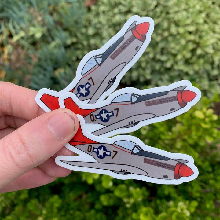Extremely Retro - Wholesale Sticker - WWII P-51 Fighter Plane Sticker - Vinyl - Dishwasher Safe -1