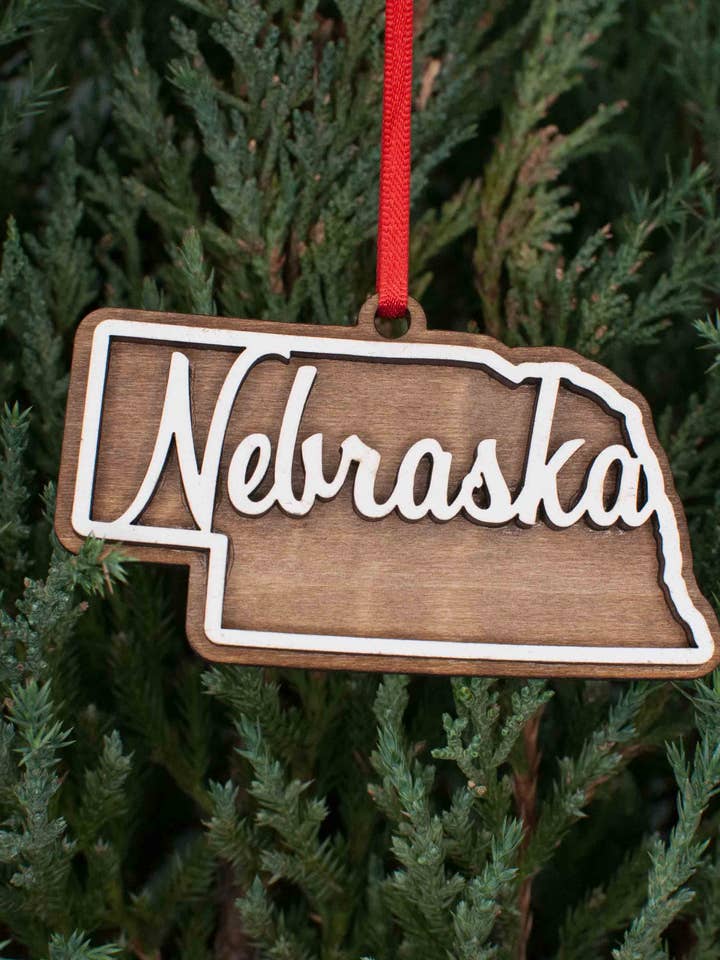 Nebraska Christmas Ornament for wholesale by The Little Ornament Shop