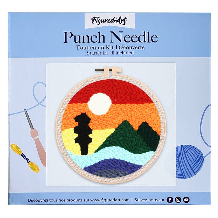 Punch Needle Kit - Bjerg og solnedgang for engroshandel hos Figured'Art