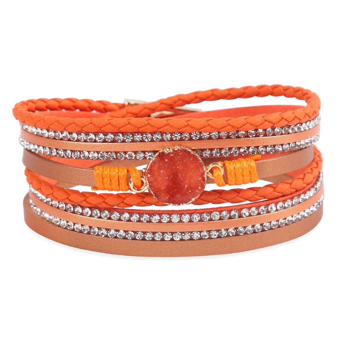 MYS Wholesale Inc - Wholesale Bangle Bracelet - Stunning Druzy Rhinestone Leather Wrap Magnetic Bracelet8