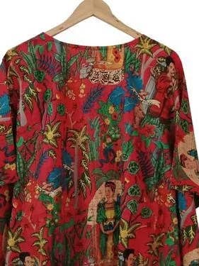 GYPSY STUDIO - Wholesale Kaftan – Women's - Frida Kahlo Long Cotton Kaftan Organic Kaftan Beach Wear3