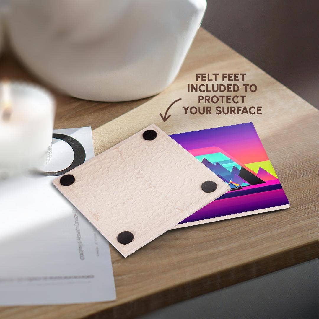 3dRose - Vente Sous-verre - 3dRose, Art abstrait cool de tentes colorées, montagnes. Cadeau pour campeur heureux, Dessous de verre3