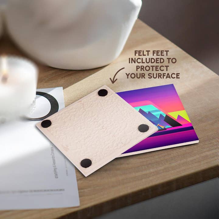 3dRose - Vente Sous-verre - 3dRose, Art abstrait cool de tentes colorées, montagnes. Cadeau pour campeur heureux, Dessous de verre3