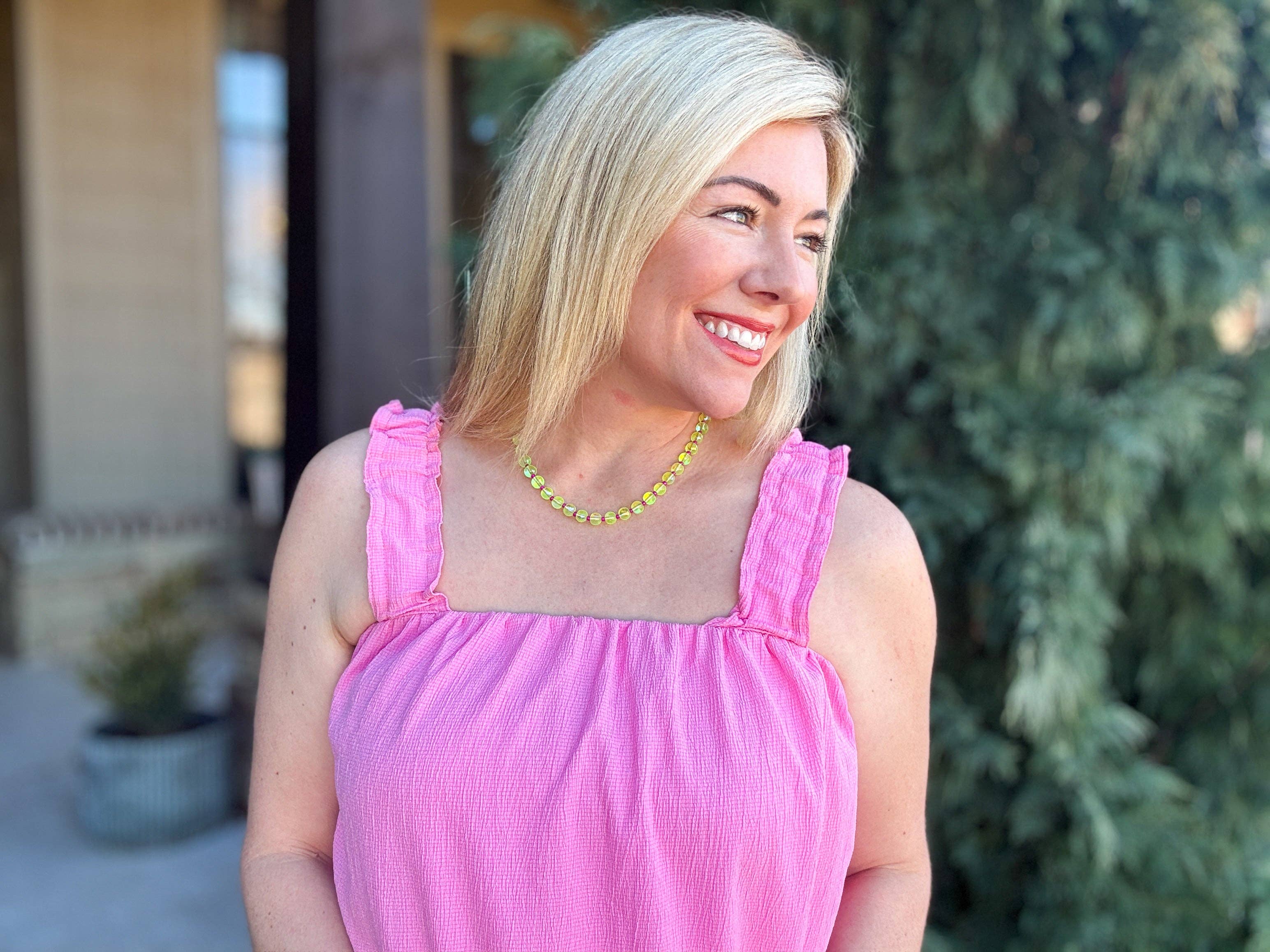 Taylor Elliott Designs - Wholesale Beaded/Pearl Necklace - Beaded Necklace - Green + Pink - Kenzie1