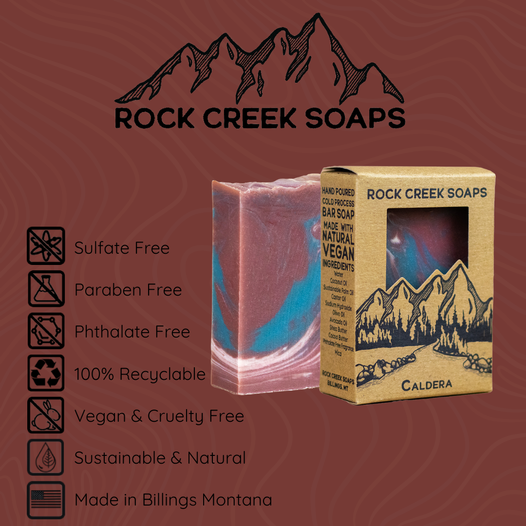 Rock Creek Soaps - Vente Pains de savon - Savon Caldera Bar | Patchouli, ambre, cèdre, agrumes6