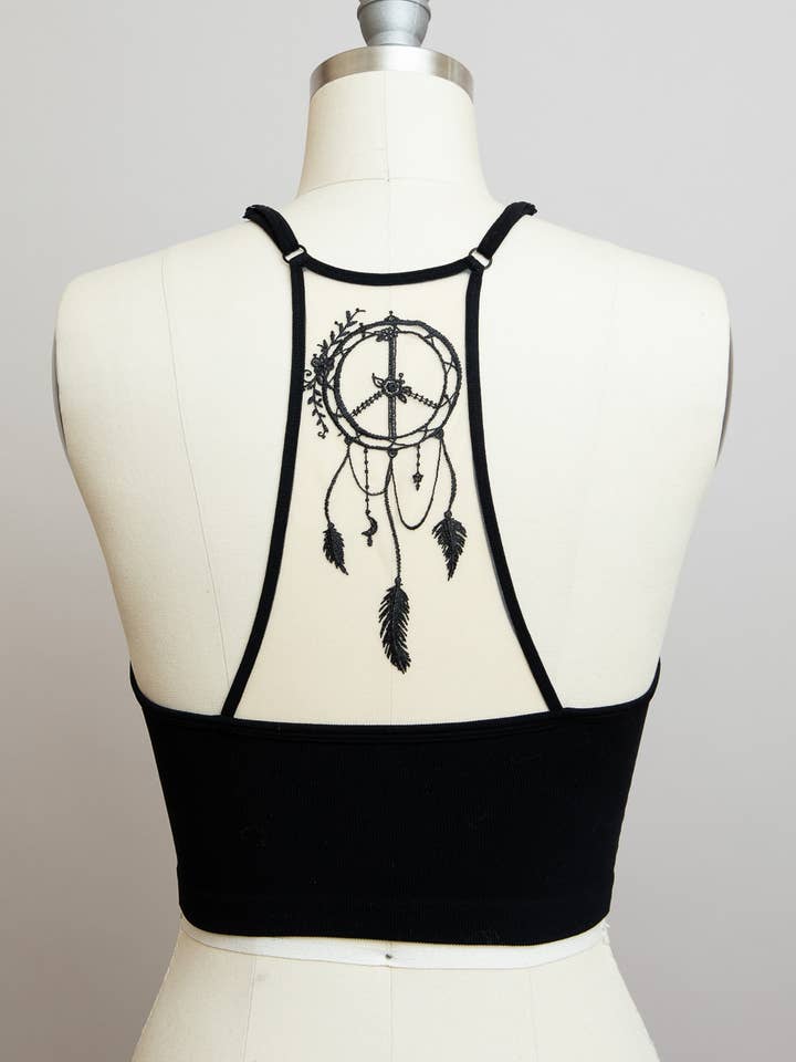 Leto Accessories - Wholesale Bralette - Women's - Bohemian Heaven: Peace Dreamcatcher Tattoo Back Brami ✌🏻3